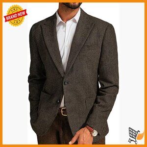 Vintage Wool Blend Herringbone Tweed Sport Coat Blazer Two Button